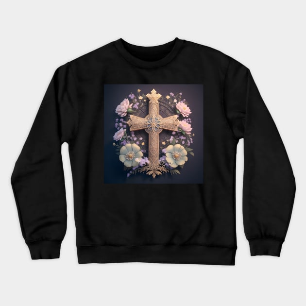 Filigree Cross Crewneck Sweatshirt by MiracleROLart